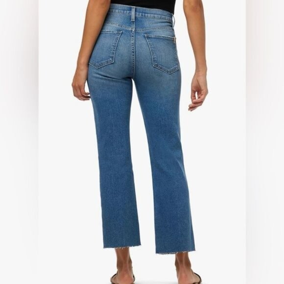 Joes Jeans Hi Honey Hi Rise Curvy Cropped Boot Blue Denim Jeans Size 32 Raw Hem - Picture 2 of 11